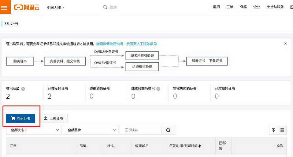 做好的网站把http改成https申请SSL域名证书
