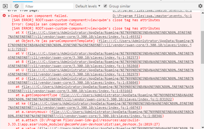 百度小程序开发第一坑tcomponent自定义组件命名坑Compile san component failed. . [SAN ERROR] ROOT swan-custom-component view 千万不要用下划线作为自定义组件名